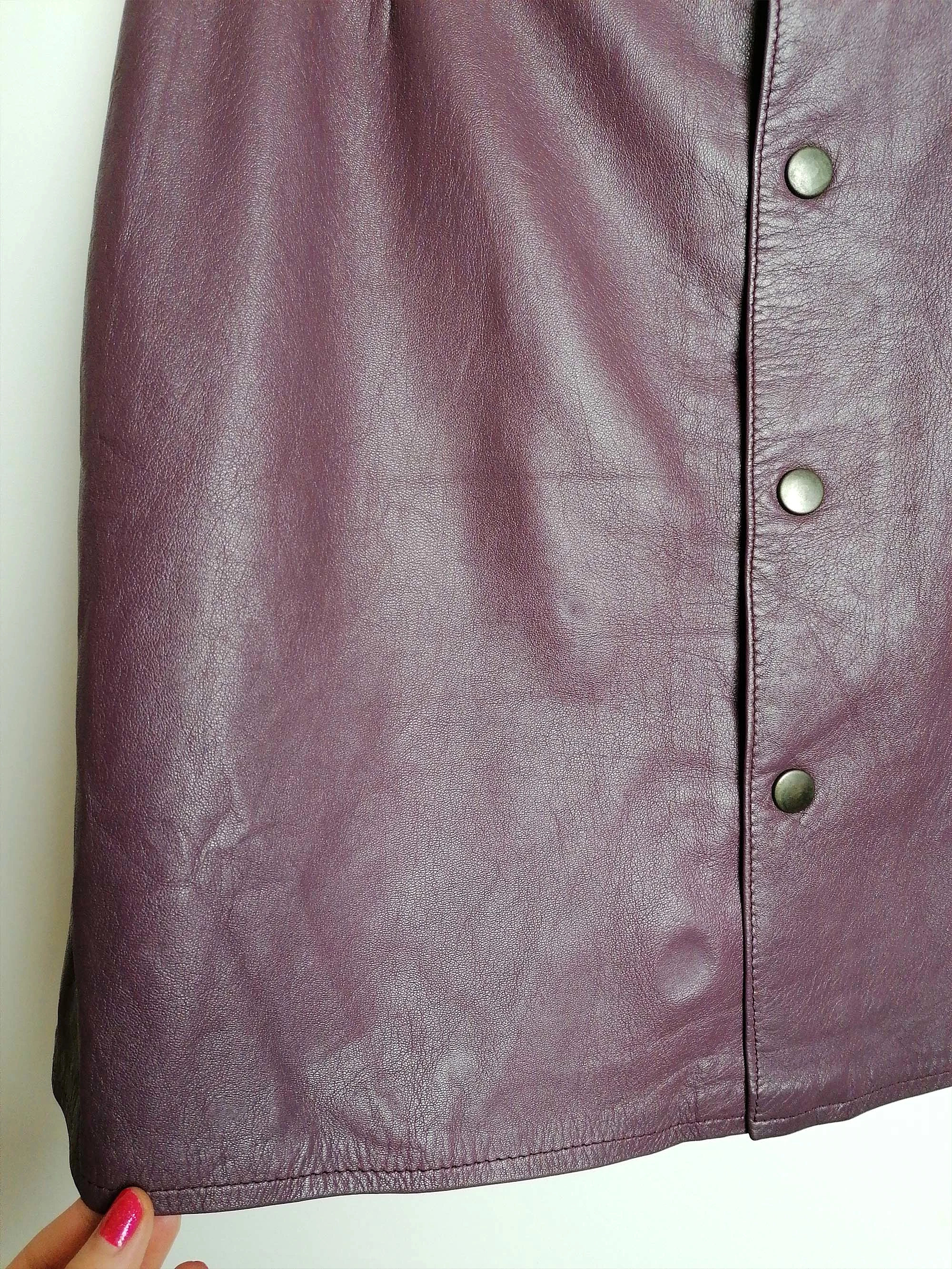 80's Soft Leather Plum Mini Skirt ~ size S-M