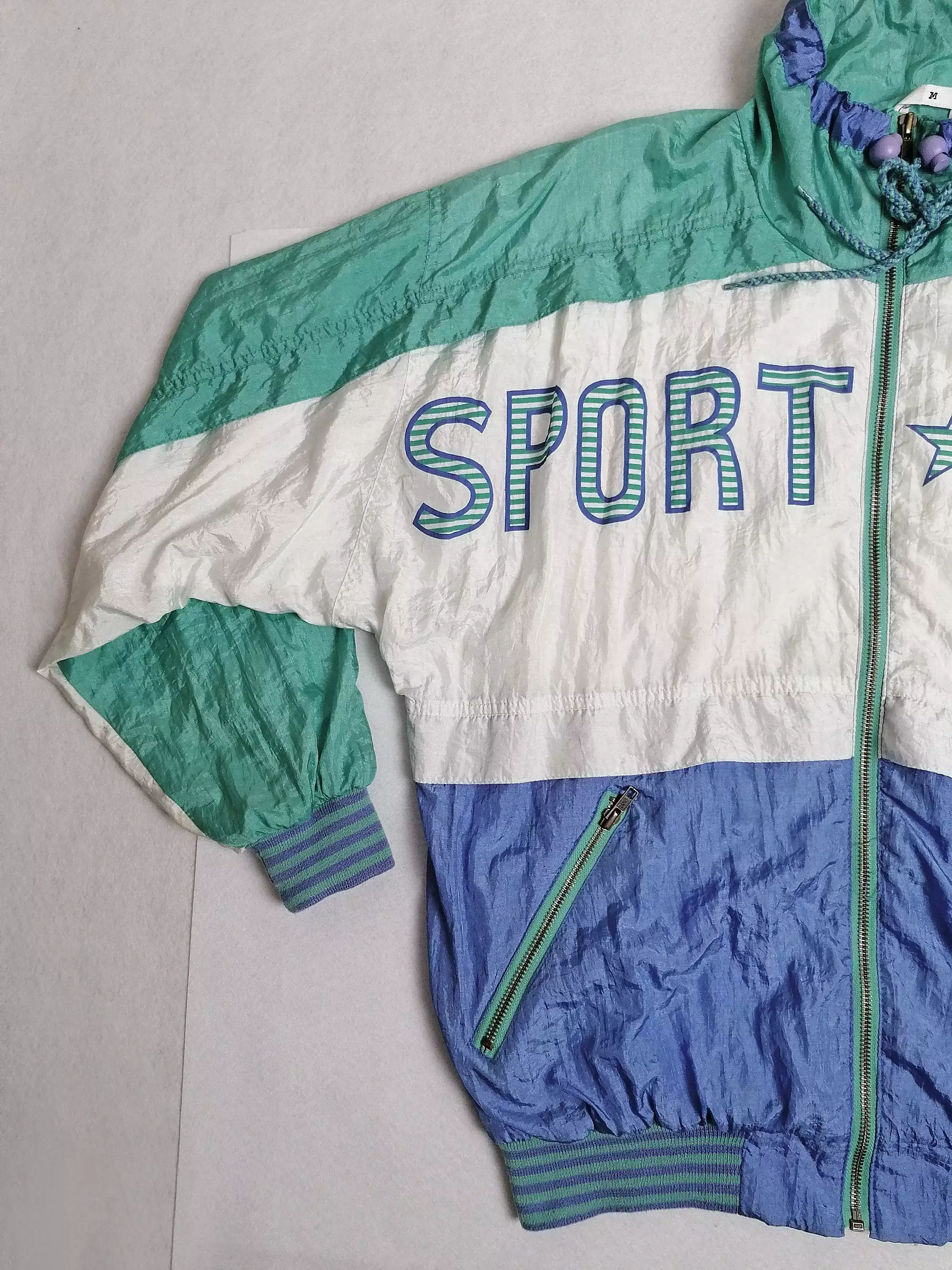 90's SPORTLINE Unisex Oversized Retro Windbreaker Track Jacket - size M-L