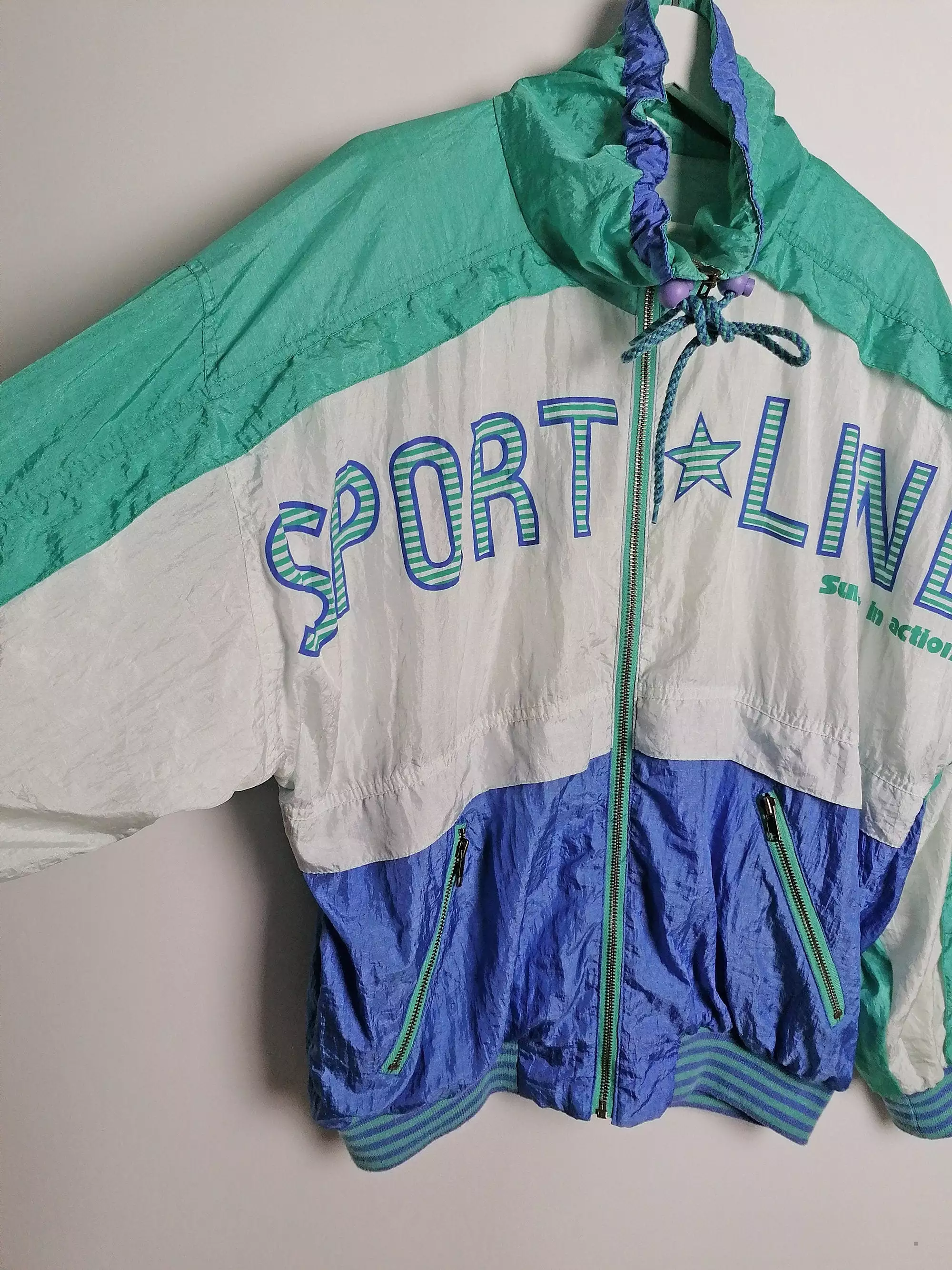 90's SPORTLINE Unisex Oversized Retro Windbreaker Track Jacket - size M-L