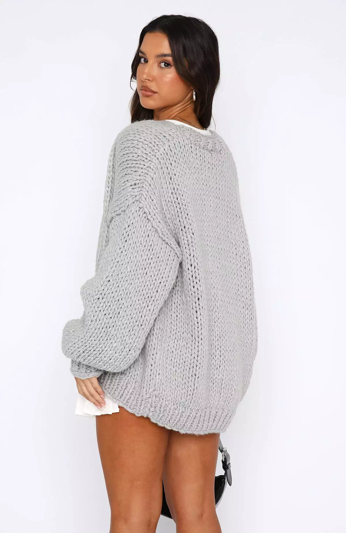 A Little Too Much Knit Cardigan Grey Marle