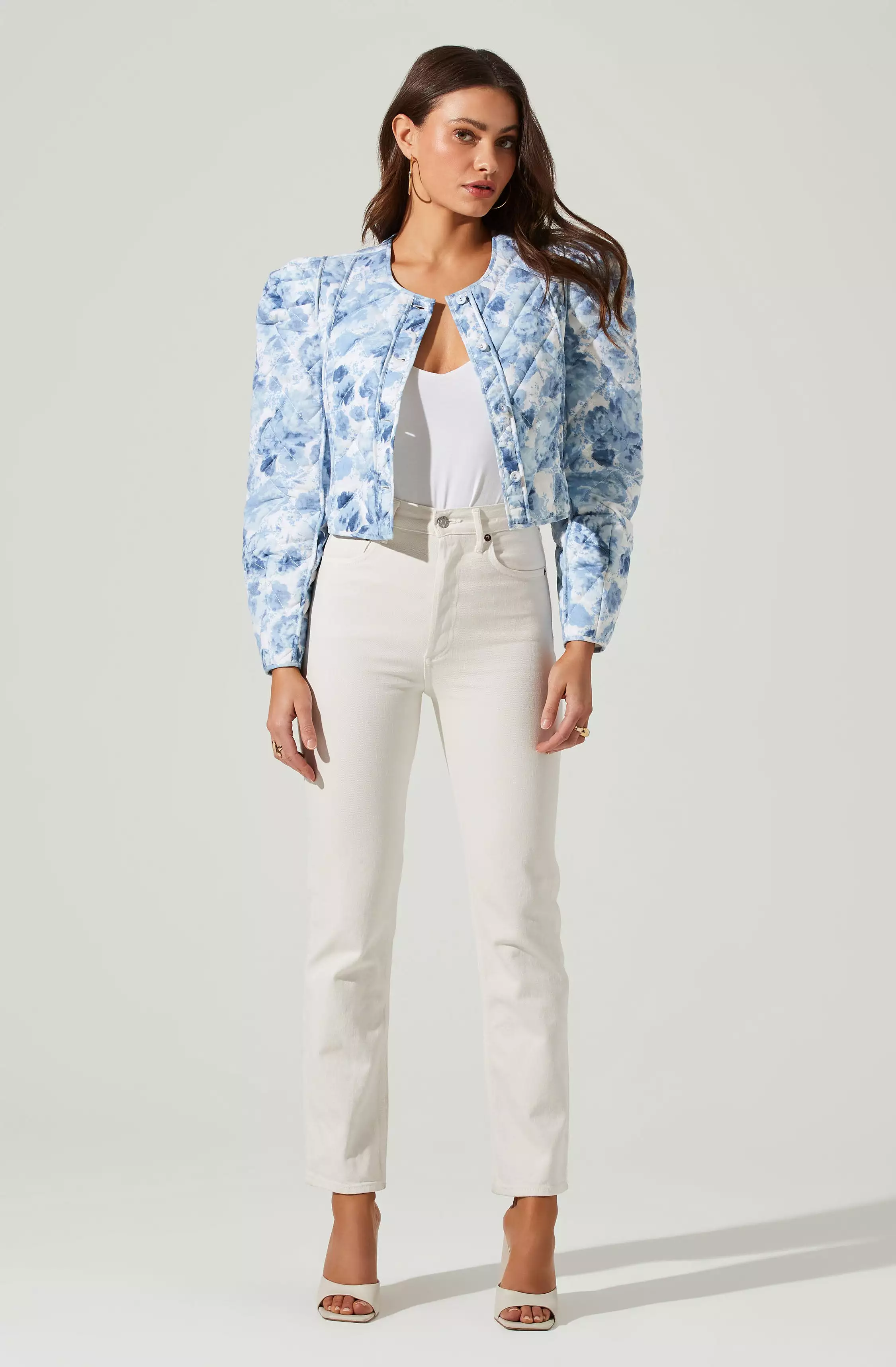 Alena Quilted Cropped Puff Sleeve Jacket