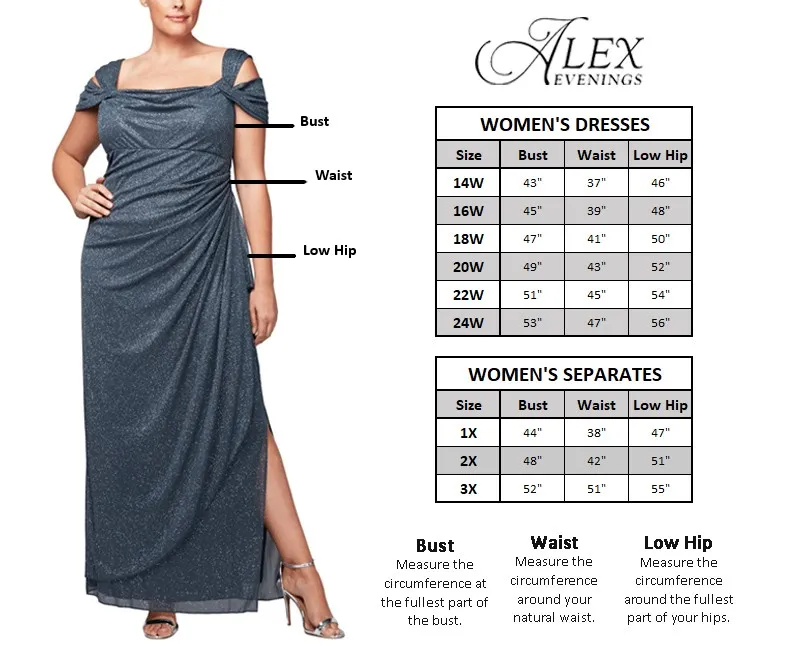 Alex Evenings Long Embroidered Dress with Godet