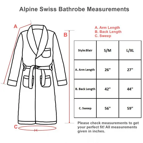 Alpine Swiss Blair Womens Cotton Terry Cloth Bathrobe Shawl Collar Velour Spa Robe