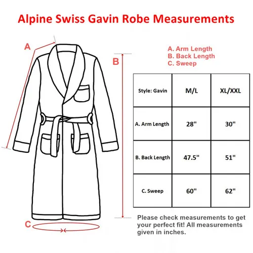 Alpine Swiss Gavin Mens Lightweight Cotton Robe Shawl Collar Knit Bathrobe