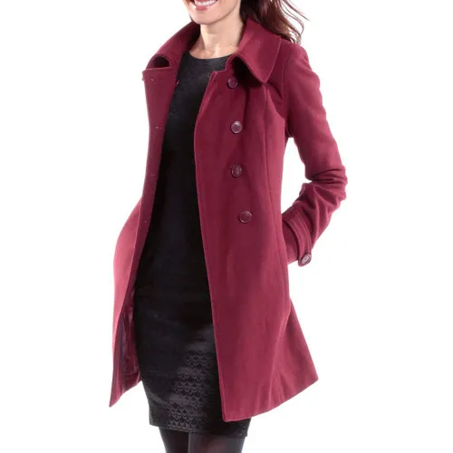 Alpine Swiss Keira Womens Wool Double Breasted Belted Trench Coat