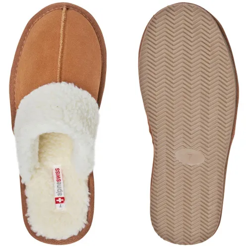 Alpine Swiss Lucy Womens Genuine Suede Memory Foam Scuff Slippers