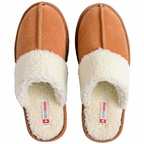 Alpine Swiss Lucy Womens Genuine Suede Memory Foam Scuff Slippers