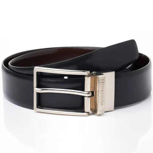 Alpine Swiss Mens Belt Reversible Black Brown Leather Dress Belt Imported from Spain