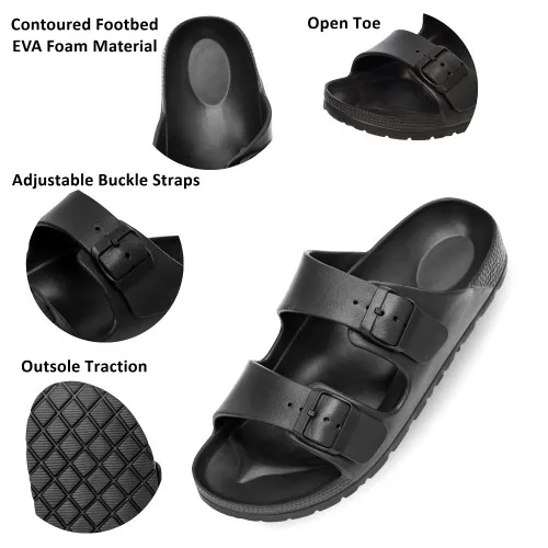 Alpine Swiss Mens Double Strap Slide Sandals EVA Flat Casual Comfortable Shoes