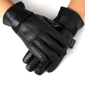 Alpine Swiss Mens Gloves Dressy Genuine Leather Warm Thermal Lined Wrist Strap