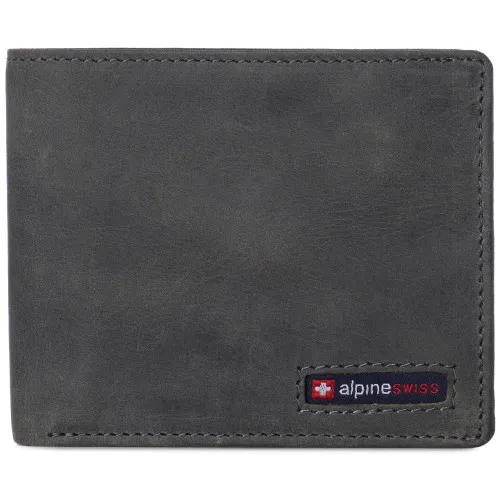 Alpine Swiss Mens RFID Safe Leather Wallet & Soft Scarf & 6 Pack Socks Gift Set