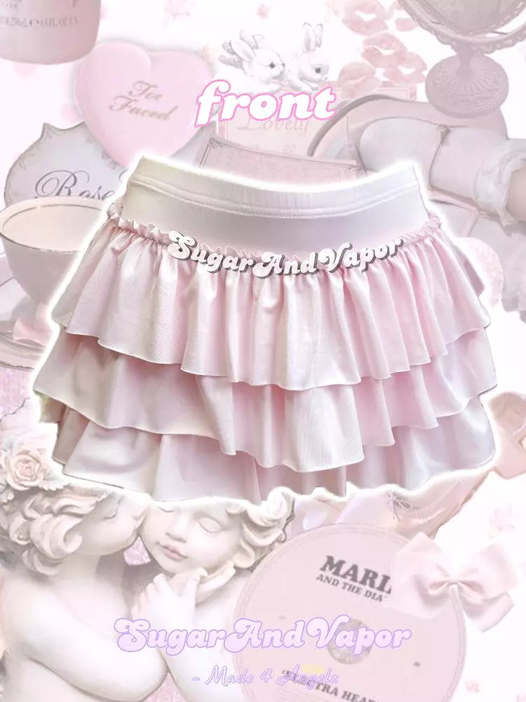 Asasia Baby Pink Bows Mini Ruffled Skirt