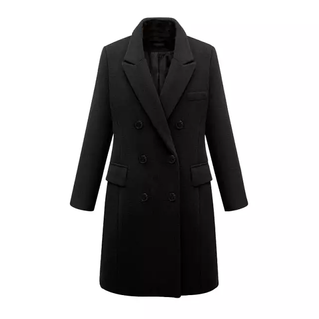 AshoreShop Womens Large Autumn Winter Wool Long Double Breasted Coat