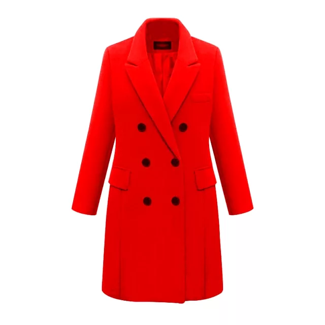 AshoreShop Womens Large Autumn Winter Wool Long Double Breasted Coat