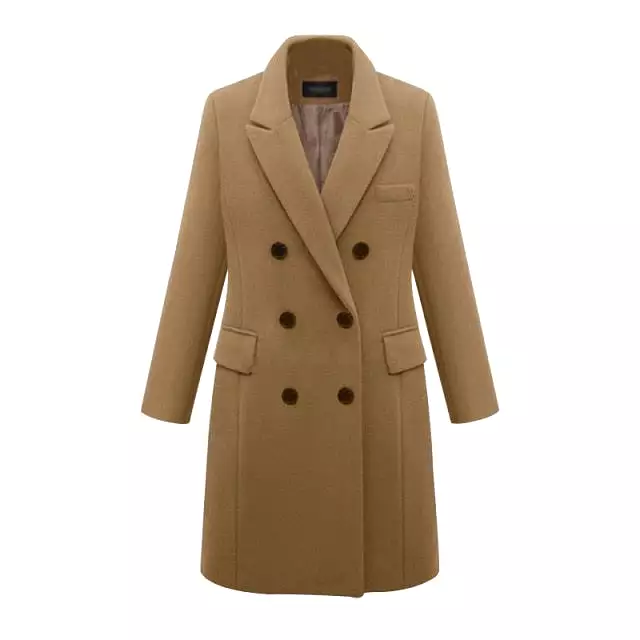 AshoreShop Womens Large Autumn Winter Wool Long Double Breasted Coat