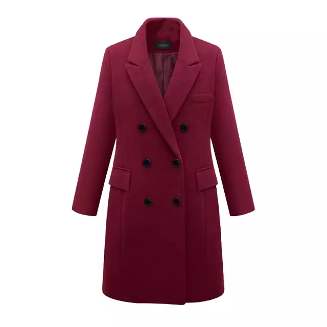 AshoreShop Womens Large Autumn Winter Wool Long Double Breasted Coat