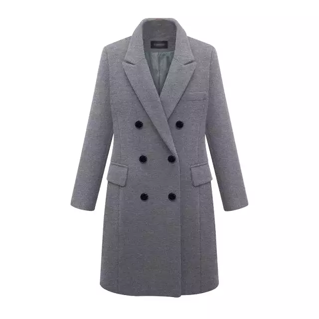 AshoreShop Womens Large Autumn Winter Wool Long Double Breasted Coat