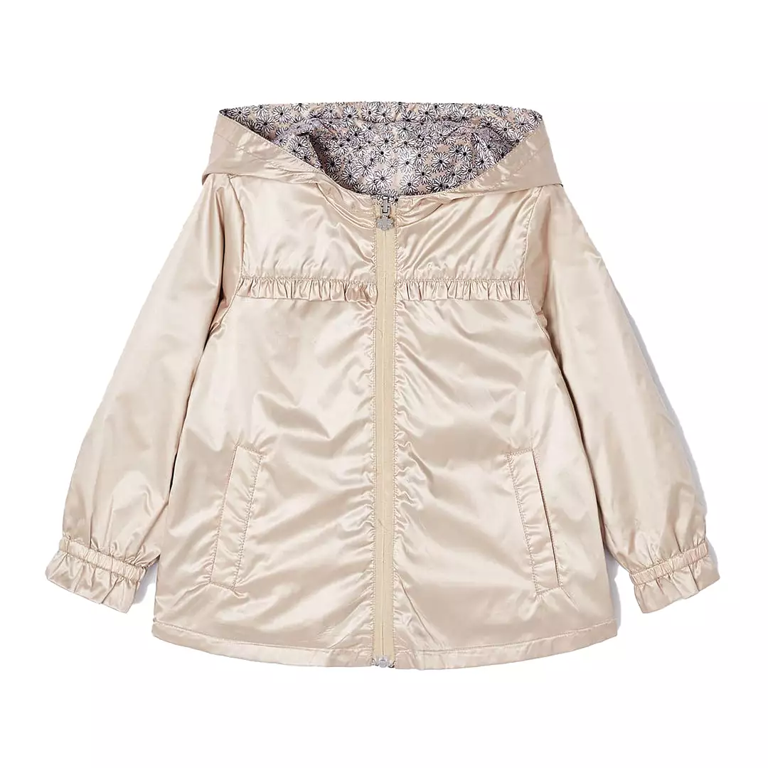 Beige Floral Reversible Windbreaker