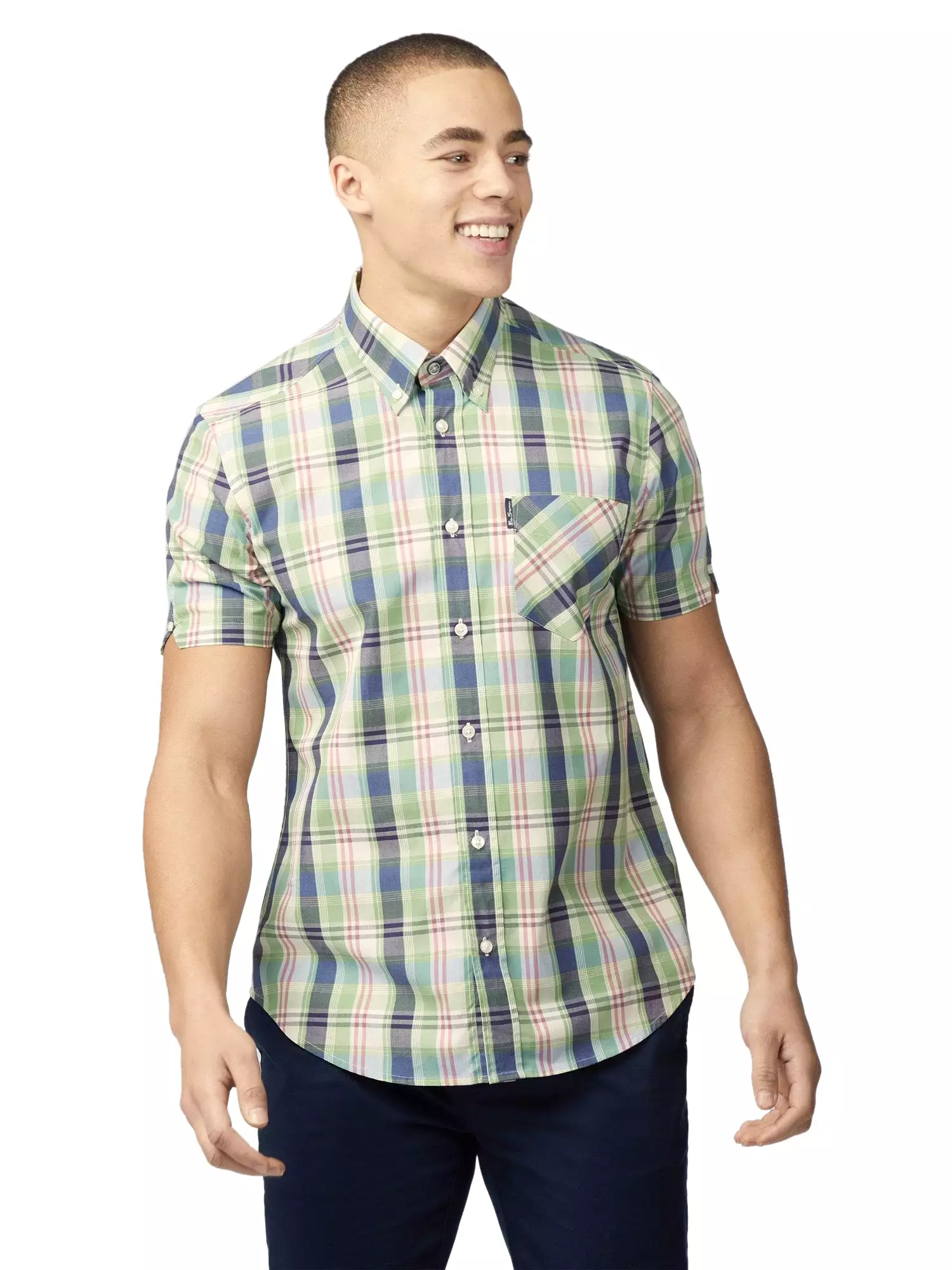 Ben Sherman Mens Gingham OverCheck Shirt Short Sleeved