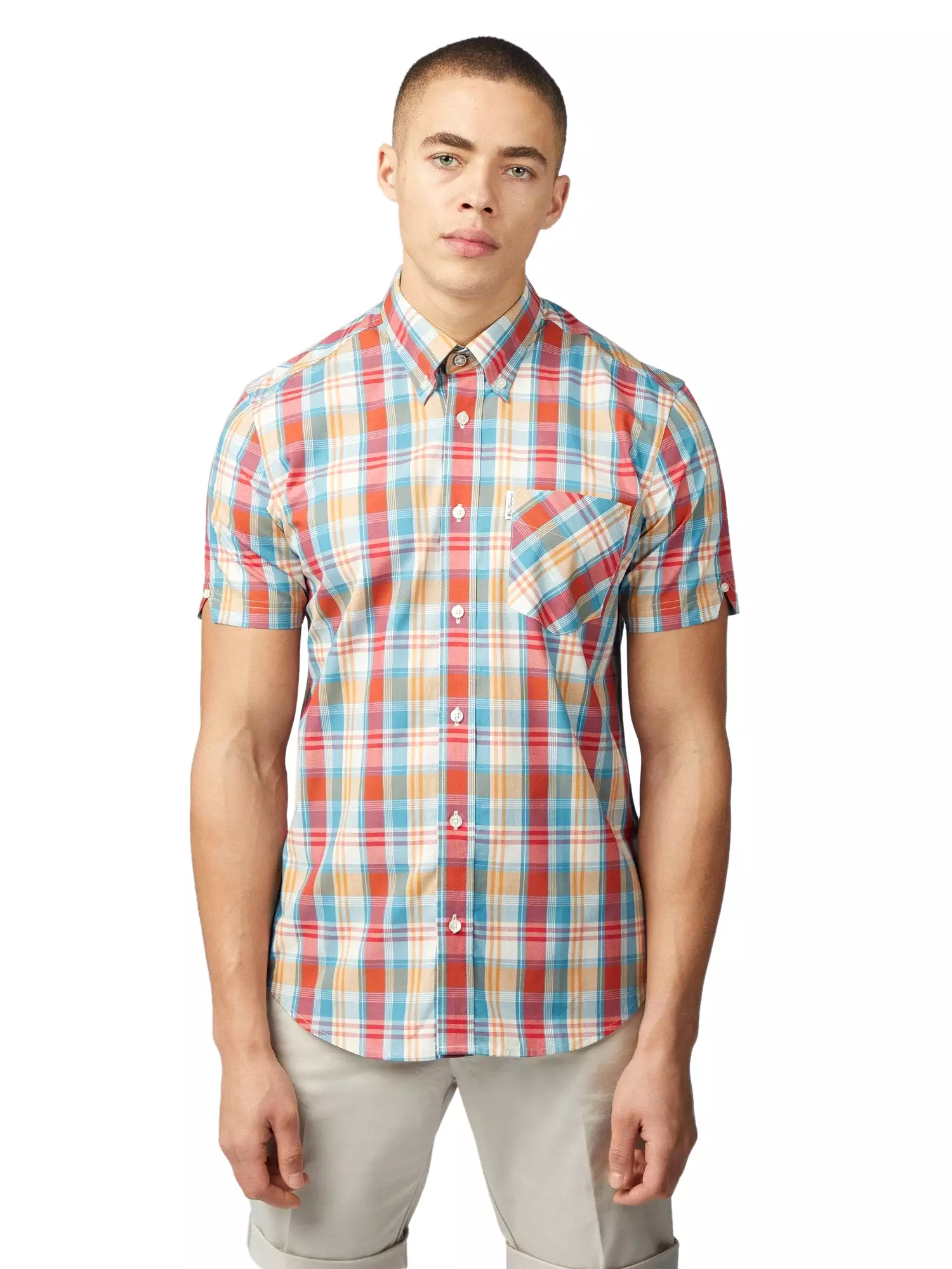 Ben Sherman Mens Gingham OverCheck Shirt Short Sleeved