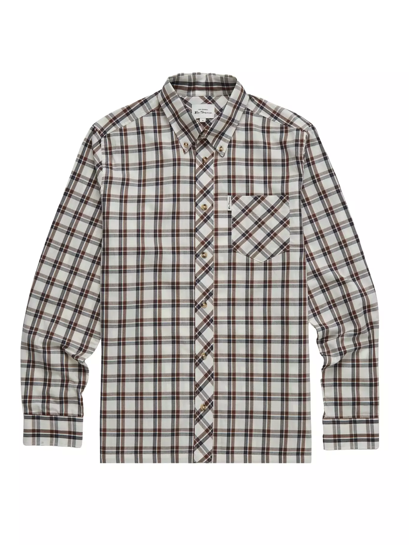 Ben Sherman Mens Grid Check Shirt Iconic 3 Finger Collar