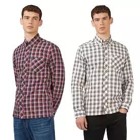 Ben Sherman Mens Grid Check Shirt Iconic 3 Finger Collar