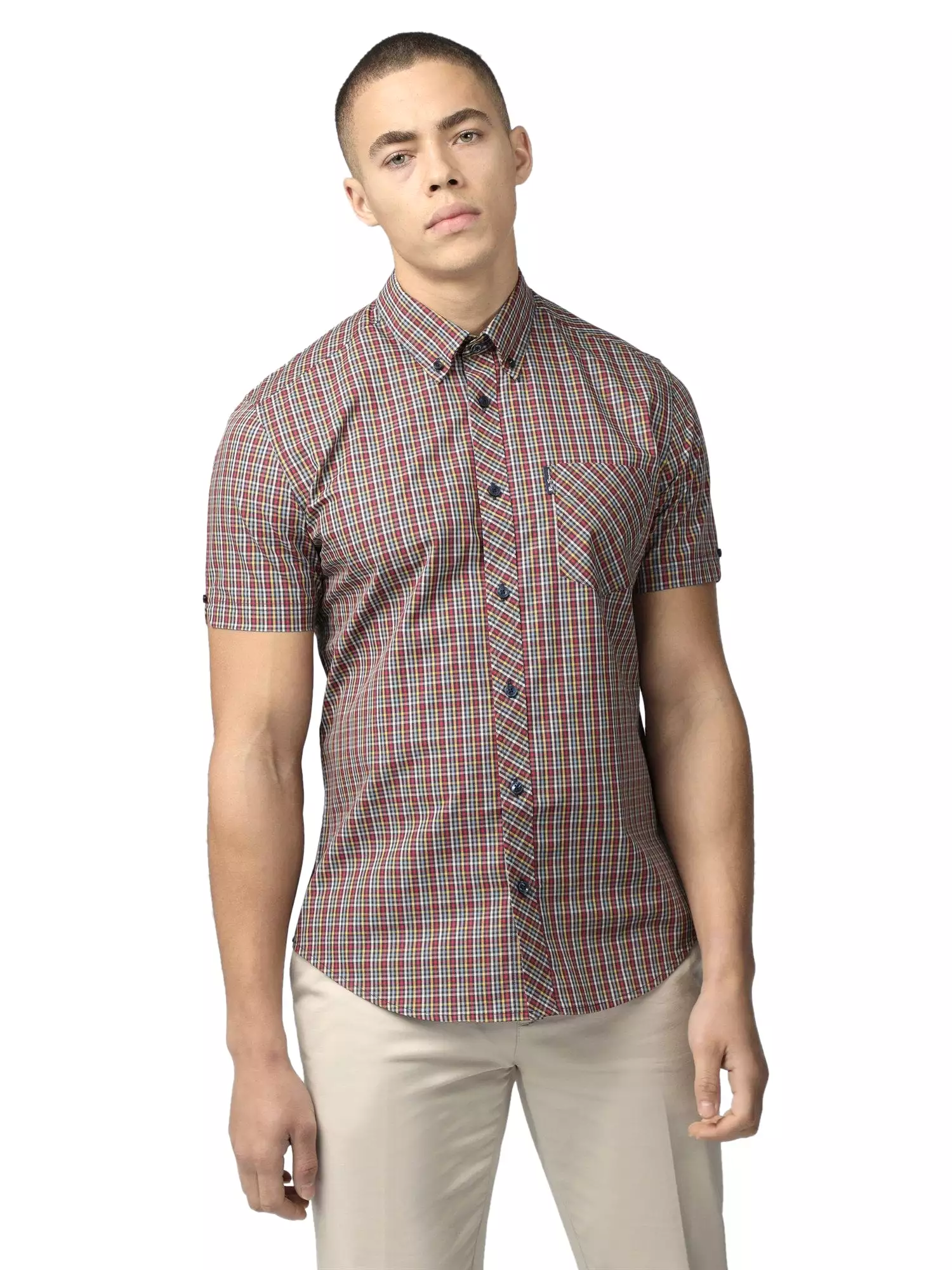 Ben Sherman Mens Mini Gingham Check Shirt Short Sleeved