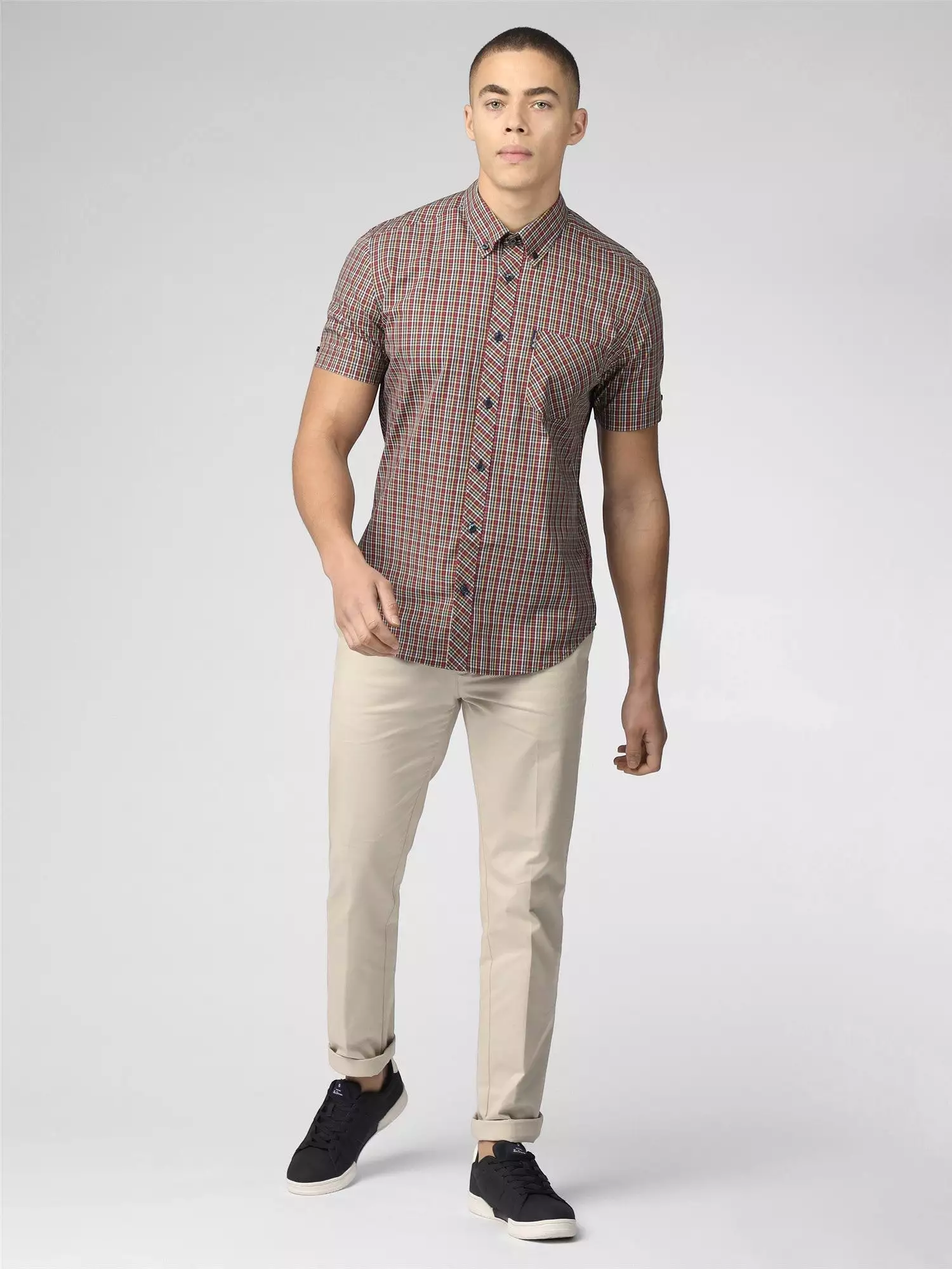 Ben Sherman Mens Mini Gingham Check Shirt Short Sleeved