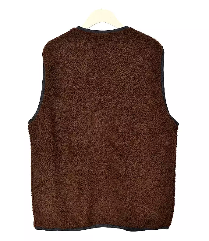 Brown Shearling Vests Mens Winter Outerwear Cozy Waistcoats Casual