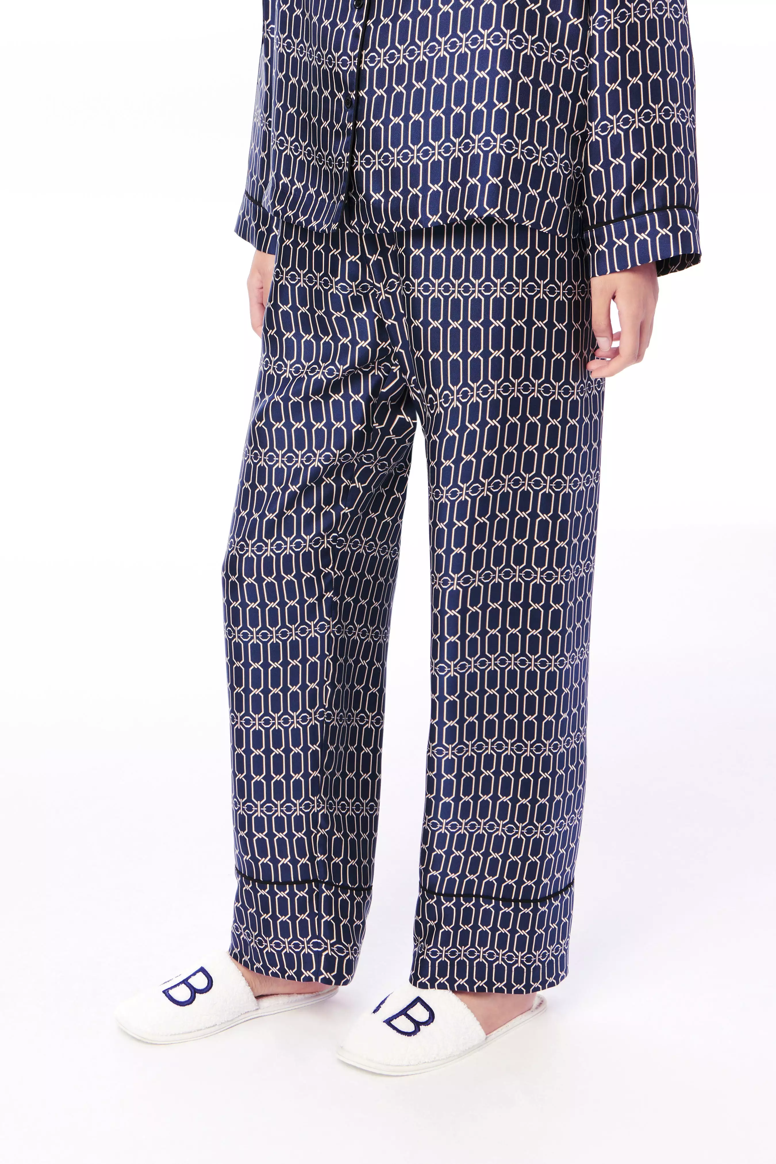 Chain Print Pyjama Set in Navy