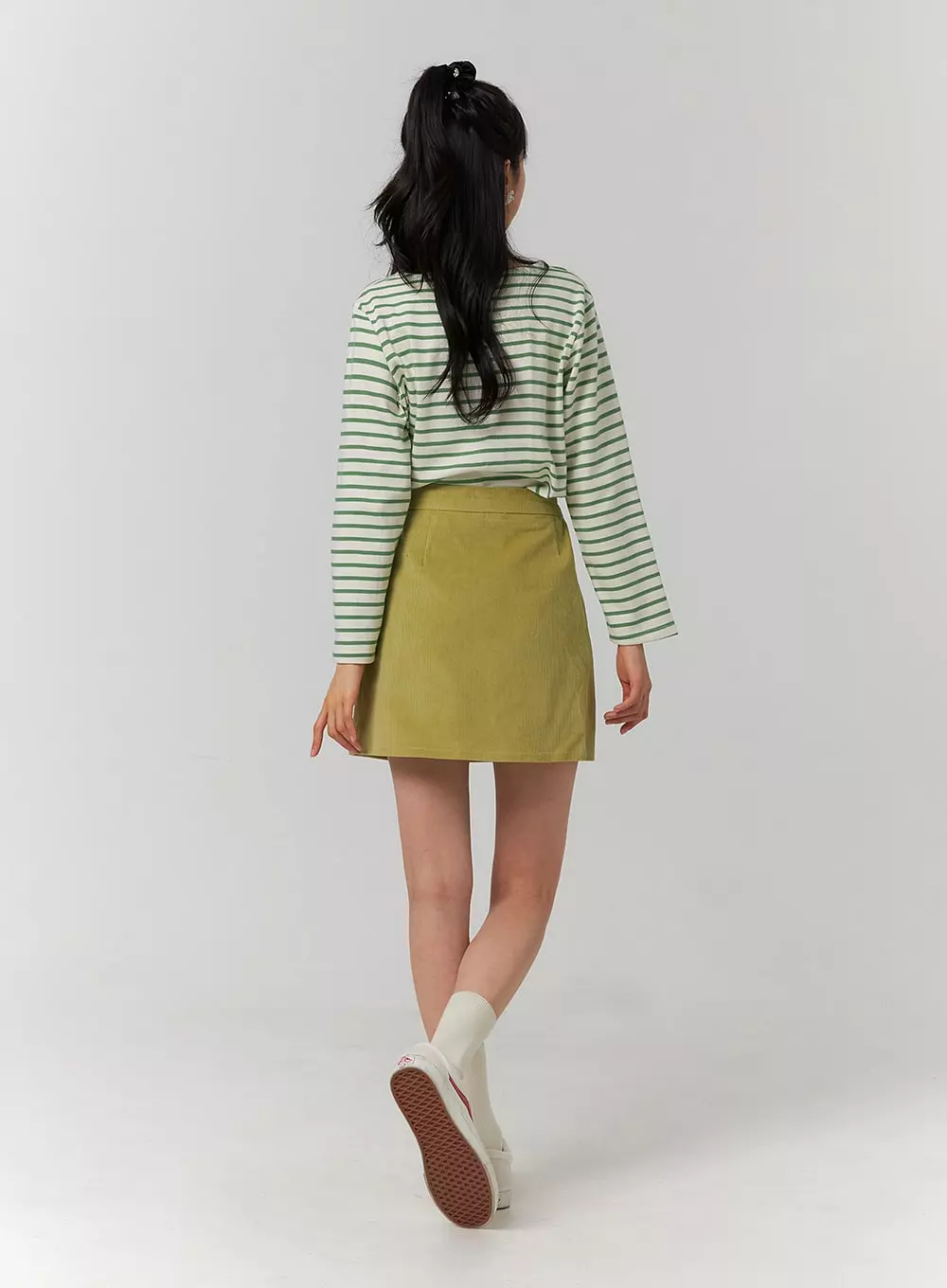 Corduroy Zipper Mini Skirt OJ423