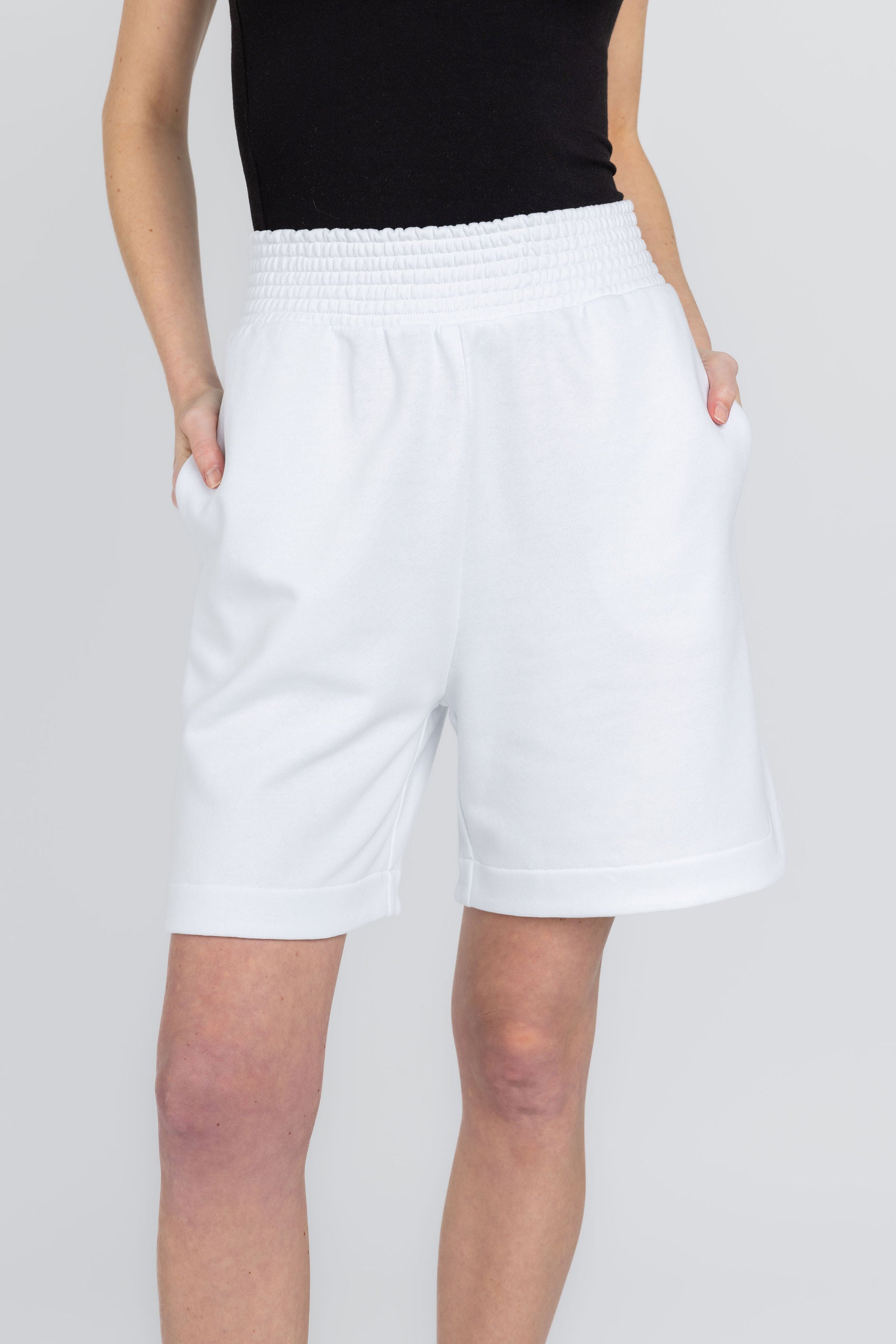 Cotton Bermuda Sweat Short in White