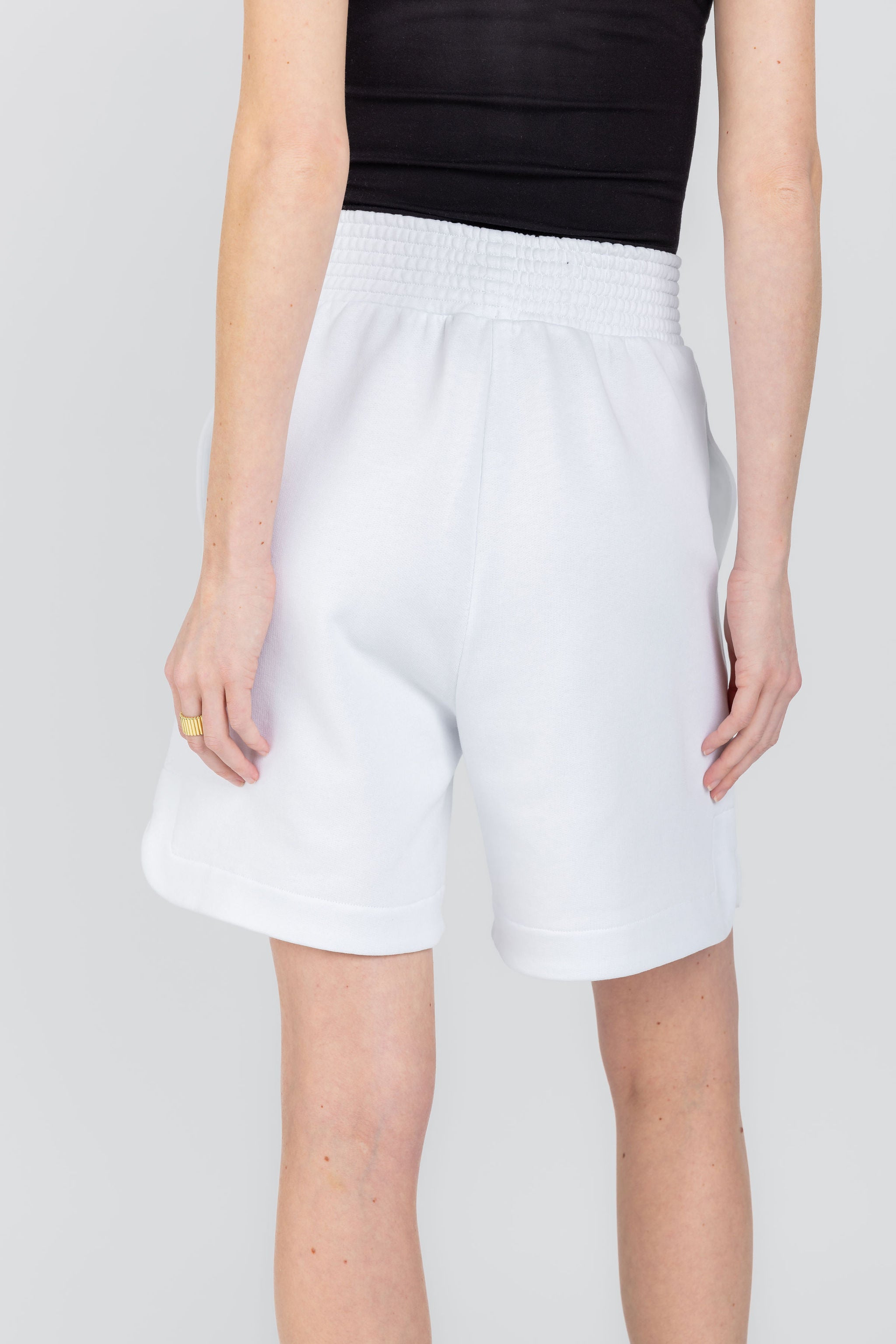 Cotton Bermuda Sweat Short in White