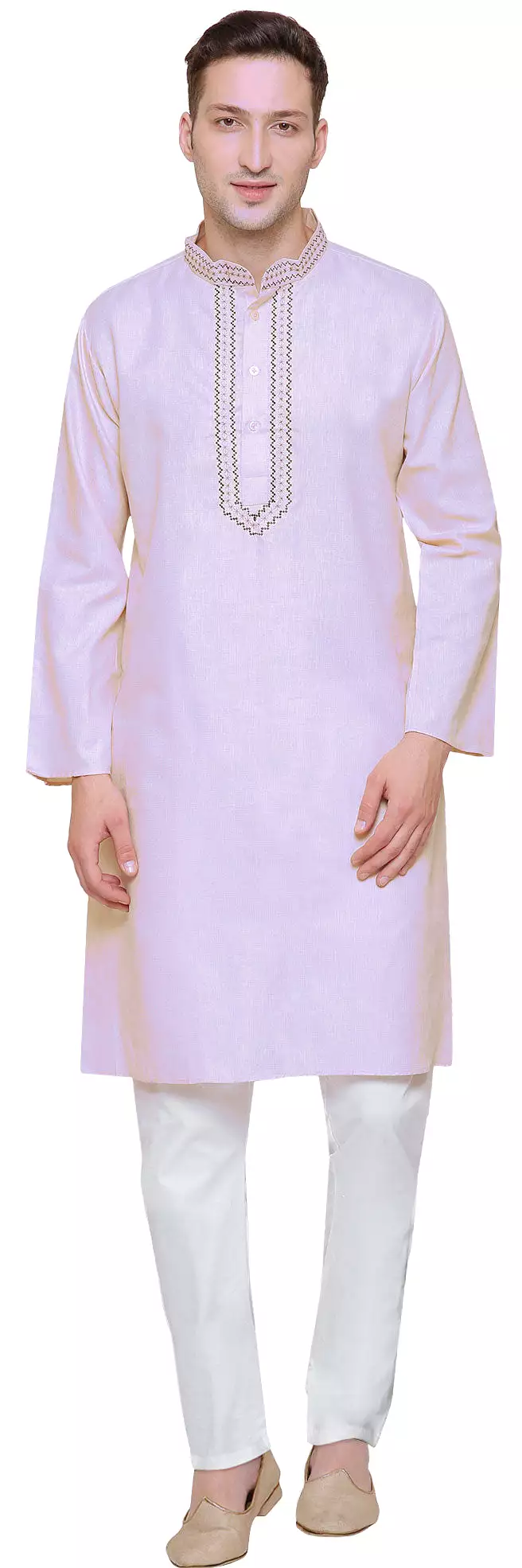 Cotton Embroidered Mens Kurta Pajama India Clothes (Purple)