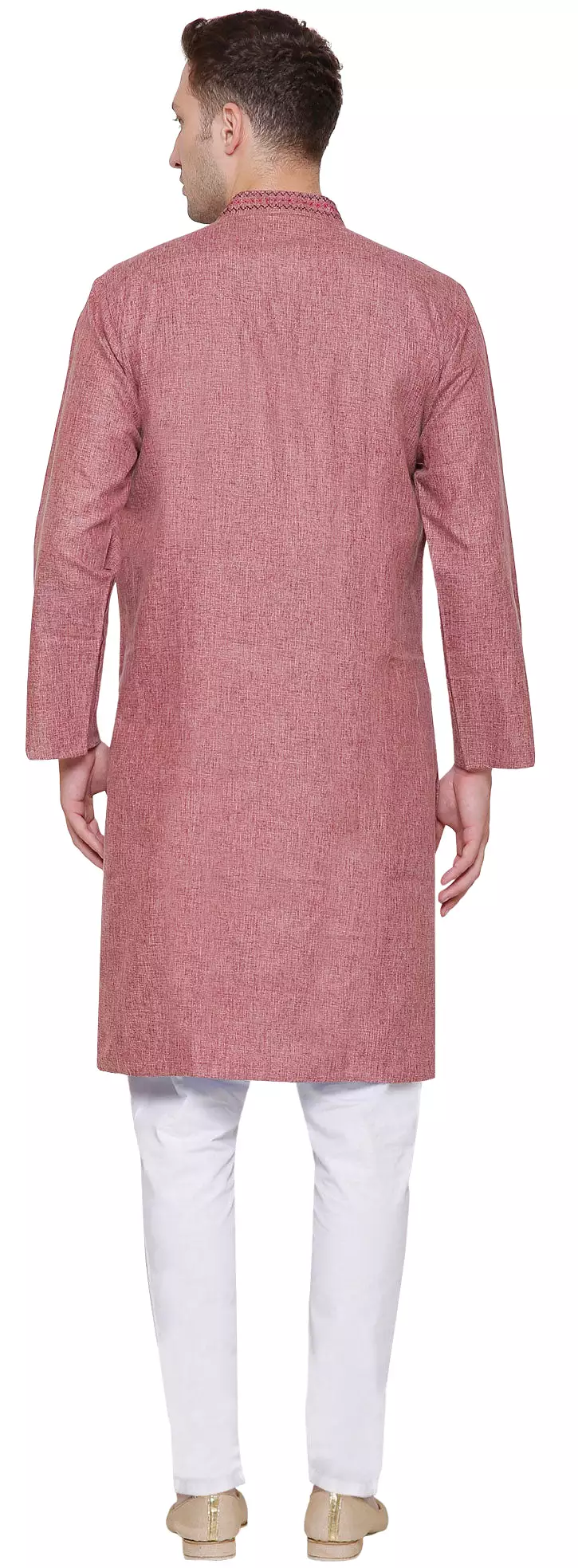 Cotton Embroidered Mens Kurta Pajama India Clothing (Maroon)