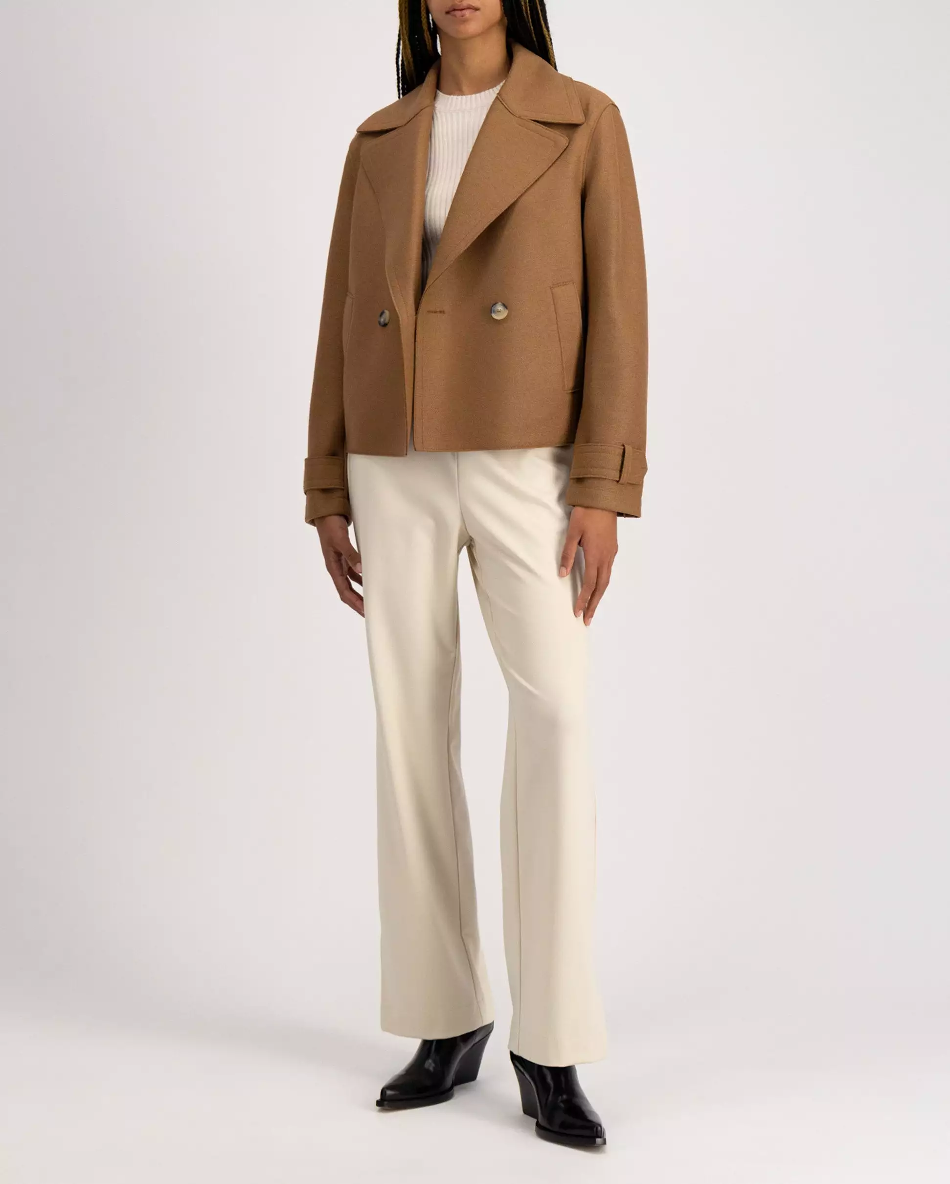 CROPPED PEACOAT / TOFFEE