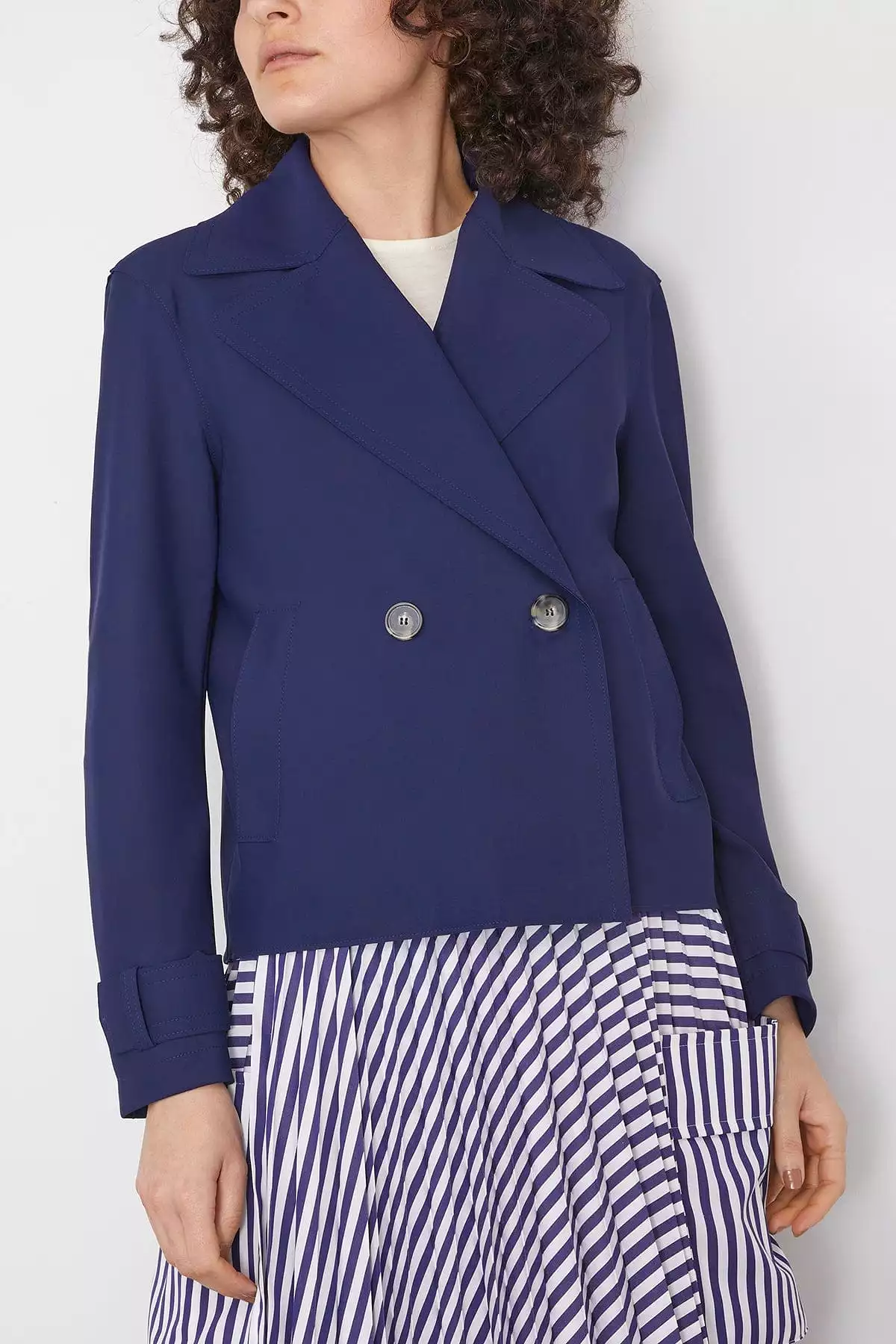 Cropped Scuba Peacoat in Ink