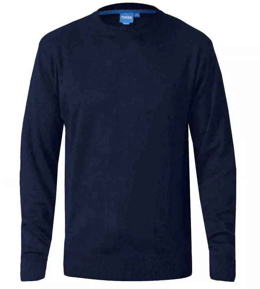 D555 Big Mens Navy Crew Neck Sweater (JOVANNI 2)