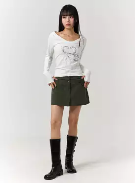 Double Button Solid Mini Skirt CJ405