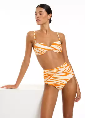 Fine Lines Twist High Waisted Bikini Bottom - Papaya