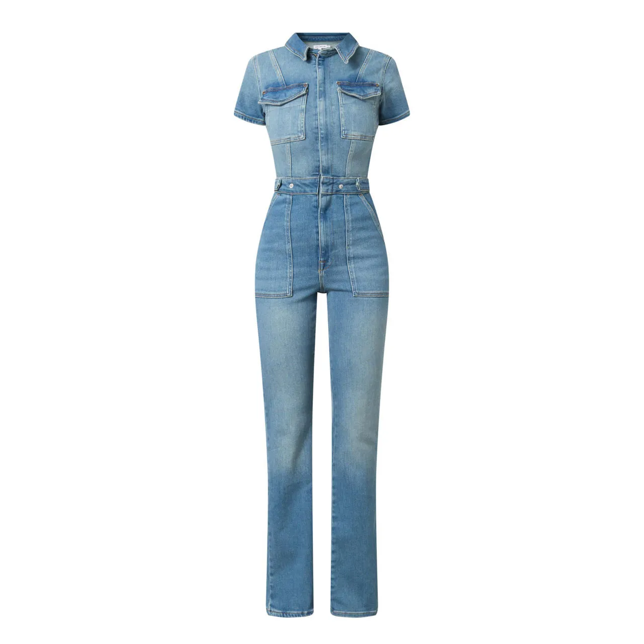 GOOD AMERICAN Fit For Success Bootcut Jumpsuit - Blue