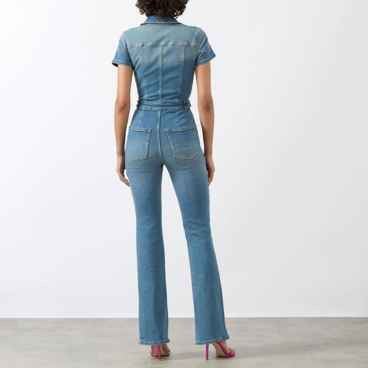 GOOD AMERICAN Fit For Success Bootcut Jumpsuit - Blue