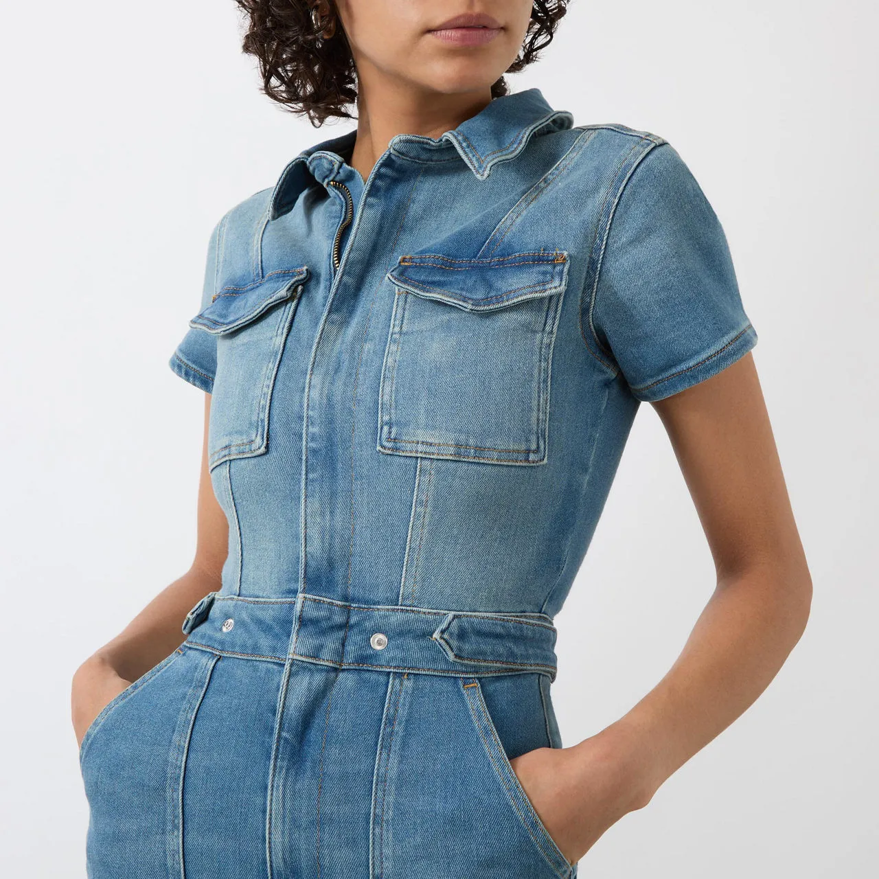 GOOD AMERICAN Fit For Success Bootcut Jumpsuit - Blue