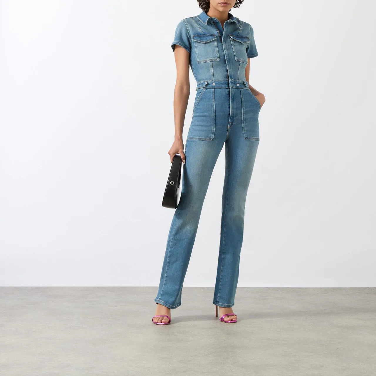 GOOD AMERICAN Fit For Success Bootcut Jumpsuit - Blue