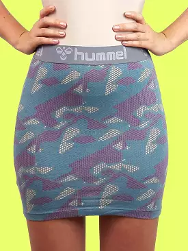 HUMMEL Y2K Camo Print Stretch Mini Skirt