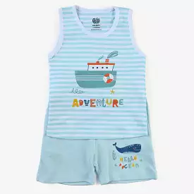 Infant Boys Cotton Poplin 2 Piece Set (Sando/Short)-mIX