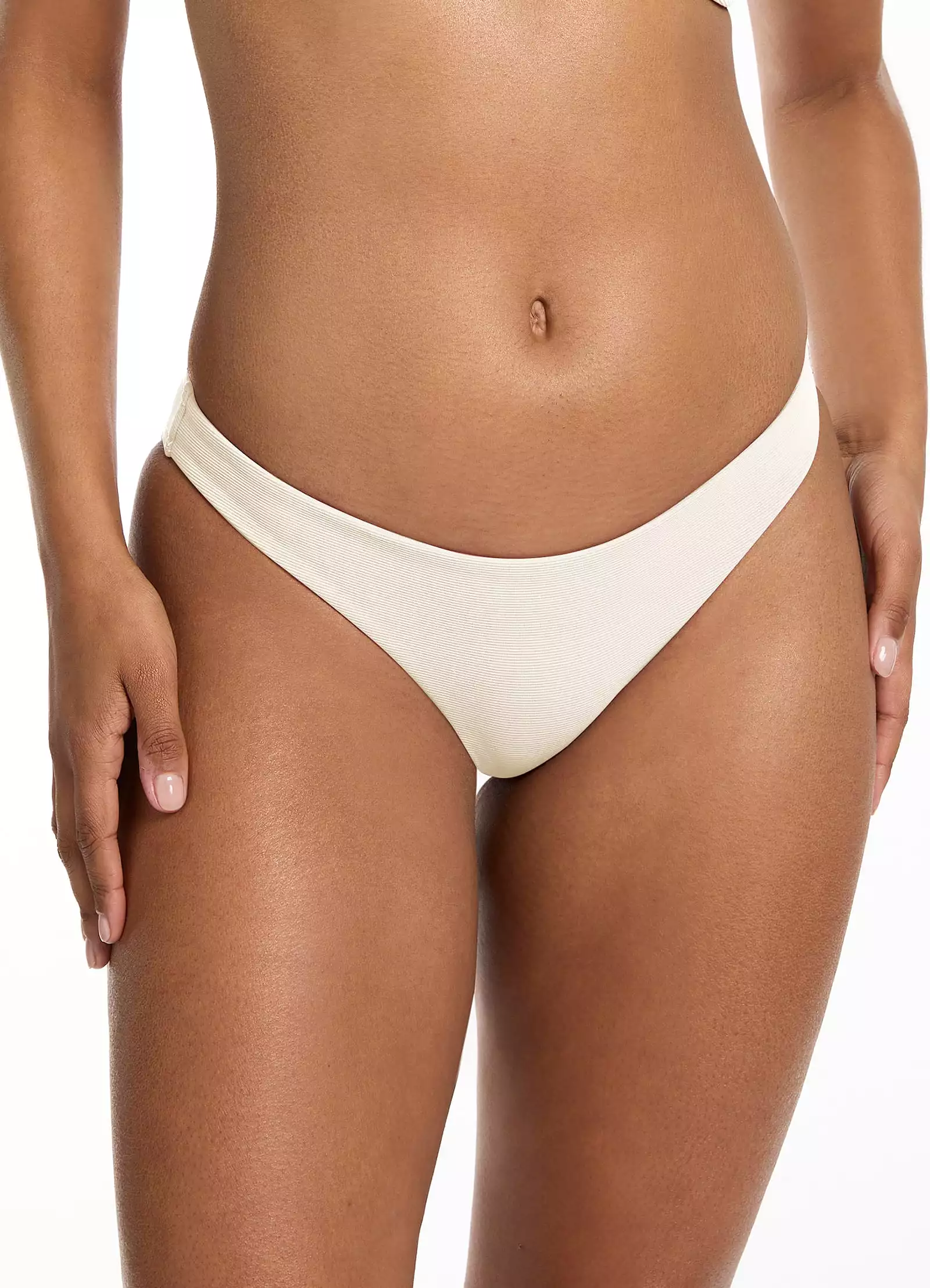 Isla Rib Hipster Bikini Bottom - Cream