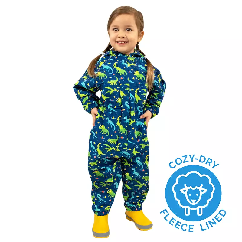 Jan & Jul Dinoland Cozy-Dry Fleece Lined Rain Play Suit