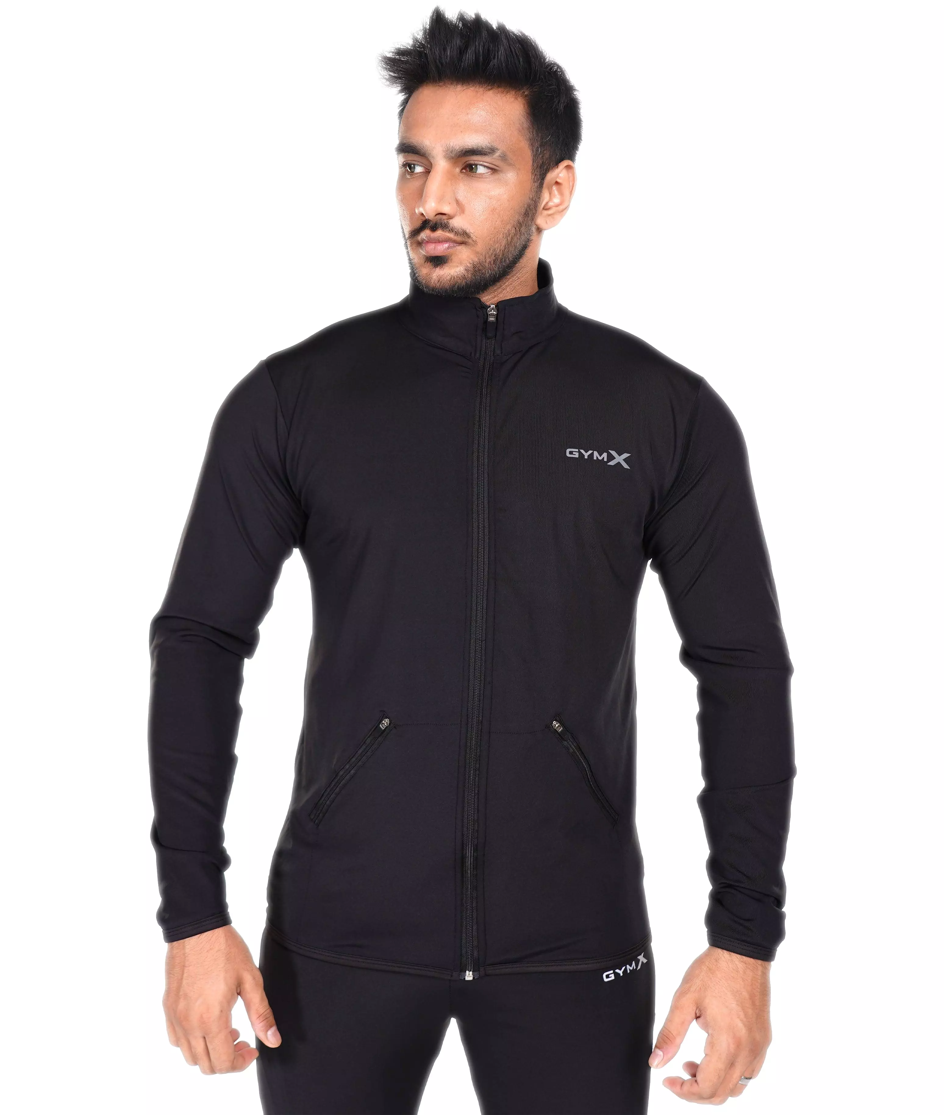 Jet Black GymX Windbreaker Summer Jacket (Dedicated Phone Pocket) - Sale