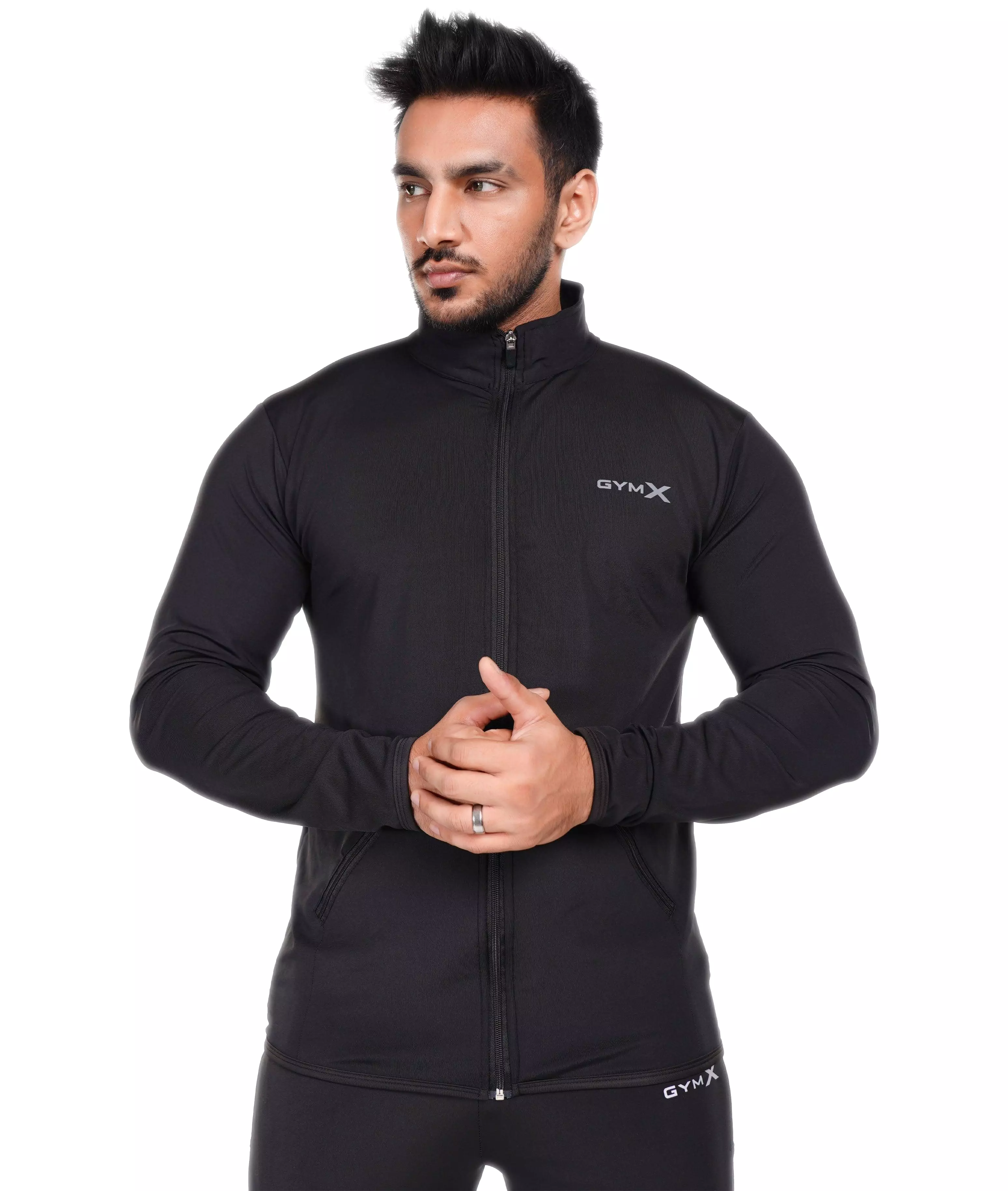 Jet Black GymX Windbreaker Summer Jacket (Dedicated Phone Pocket) - Sale